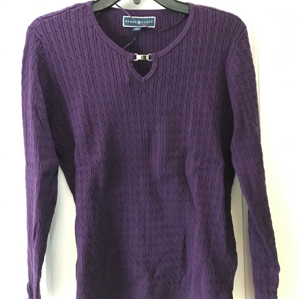 Purple Knit Sweater With Silver Fastener
